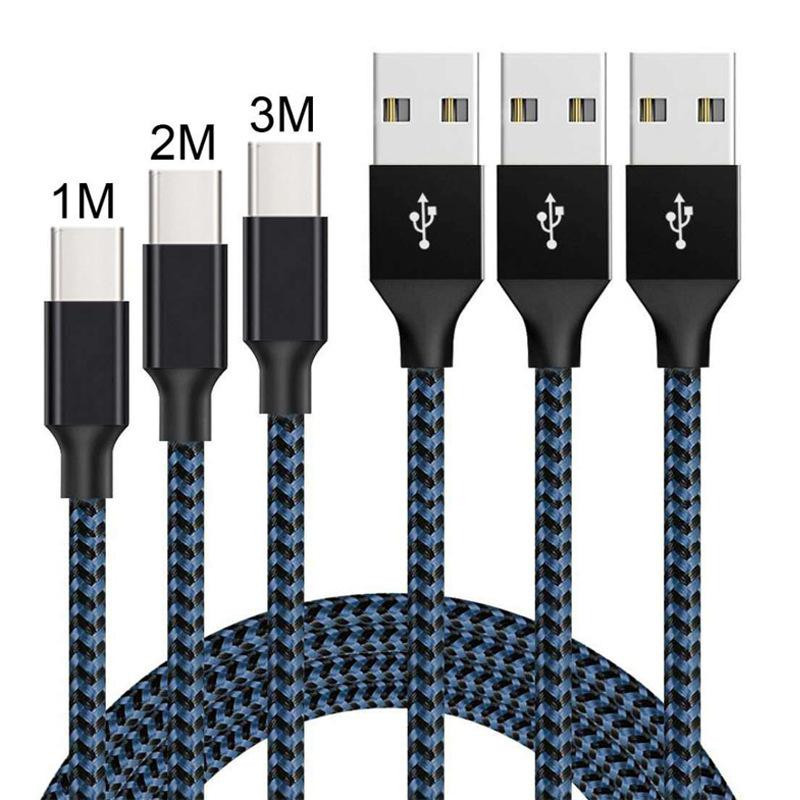 

Fast Charging Type C USB Mobile Phone Cables 1M/2M/3M Charge For Samsung S20 S10 S9 note 20 Plus LG Nylon Metal Braided Cable, Please leave message the color need