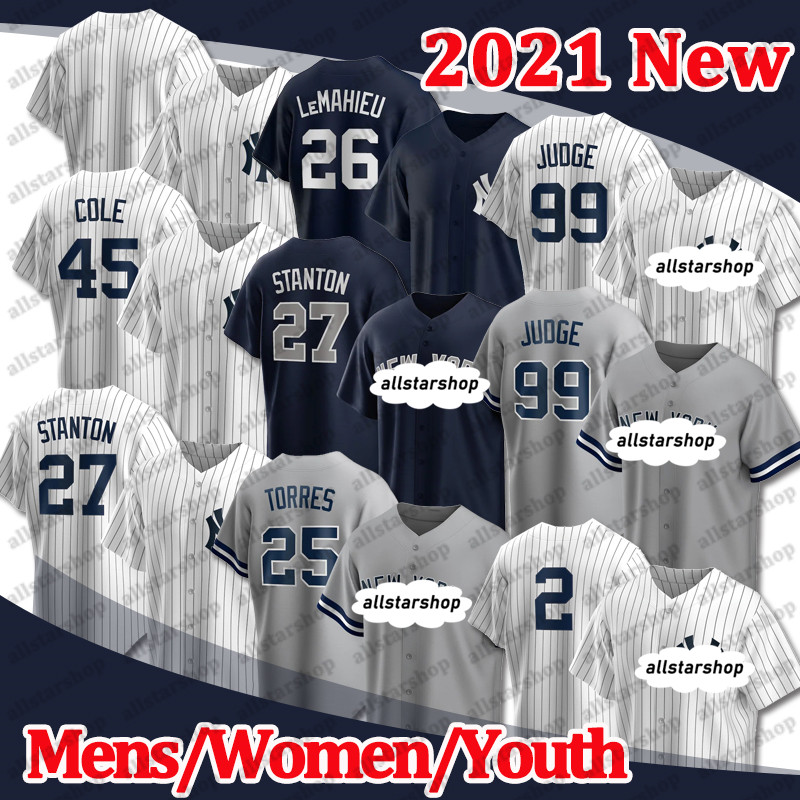 

99 Aaron Judge Jerseys 2 Derek Jeter 45 Gerrit Cole 3 Babe Ruth Baseball DJ LeMahieu Don Mattingly New 2021 Custom, Men custom new coolbase(yanji-have name)