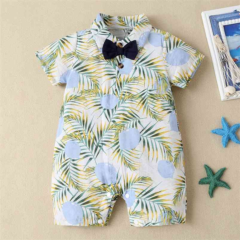 

Infant born Baby Boys Girls Romper Summer Short Sleeve Print Letter Black Bow Cute Rompers Clothes Outfits 210629, Green