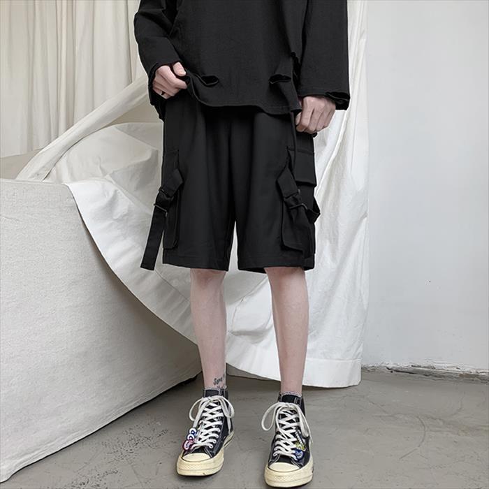 

black large pocket cargo harajuku womens short japan loose leisure couple korean ulzzang trendy street summer, White;black