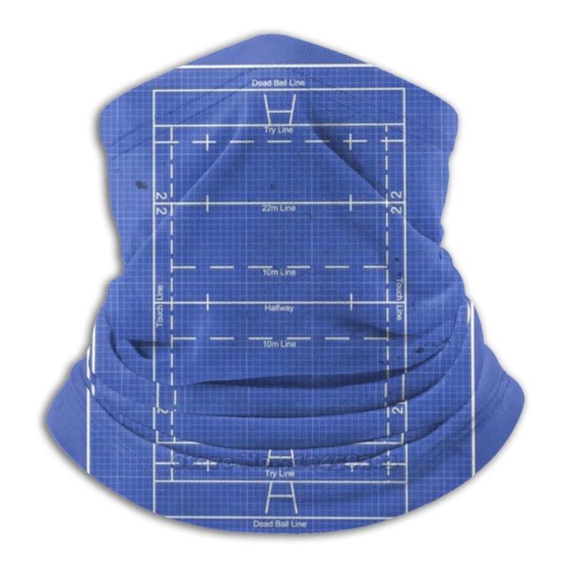 

Scarves Rugby Pitch Blueprint Microfiber Neck Warmer Bandana Scarf Face Mask Blue Outline Court Concept Schematic Plan