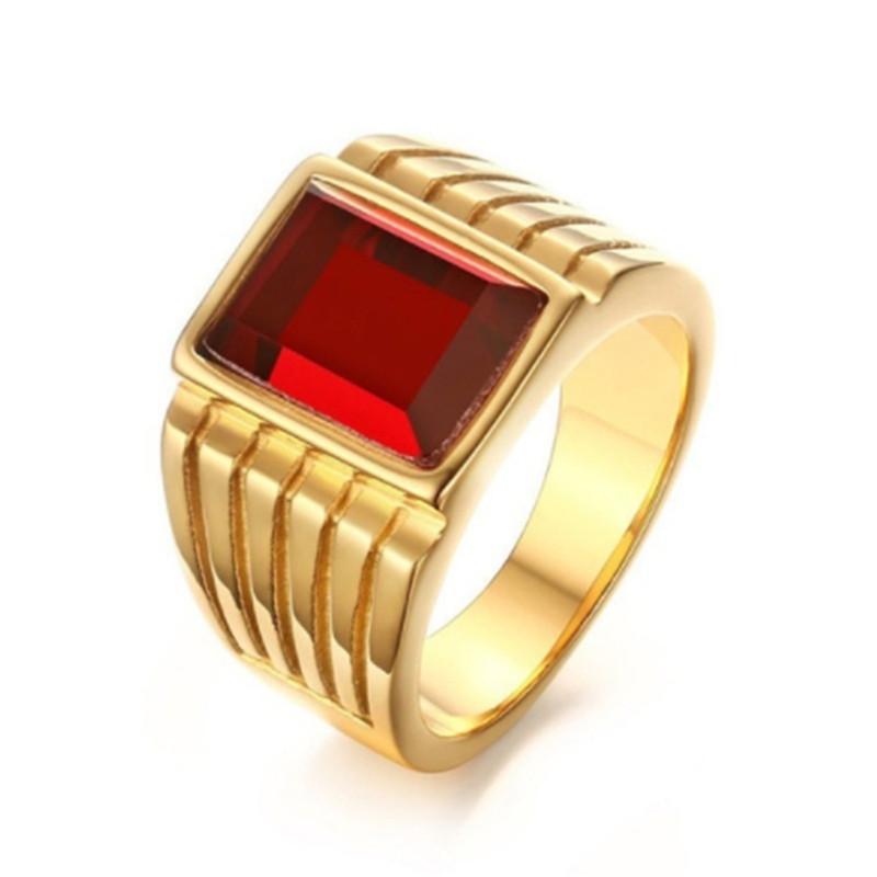 

Wedding Rings Classic Men's Big Red Crystal For Men Jewelry Cool Large Party