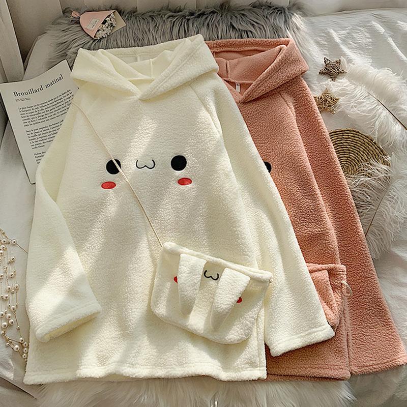 

Sweet Women Clothing Little Print Hooded Shirt Sweatshirt Hoodie Pullover Hoody Rabbits Ear Design Jumper Casual Women' Hoodies & Sw Sweats