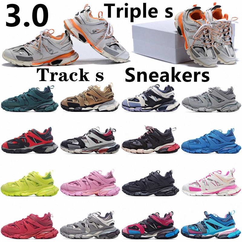 

2021 Paris 3.0 Track s Triple shoe Clunky Sneakers Grey Orange mens Blue Version Designer women men Sport Outdoors shoes SneakernkA6#, 29