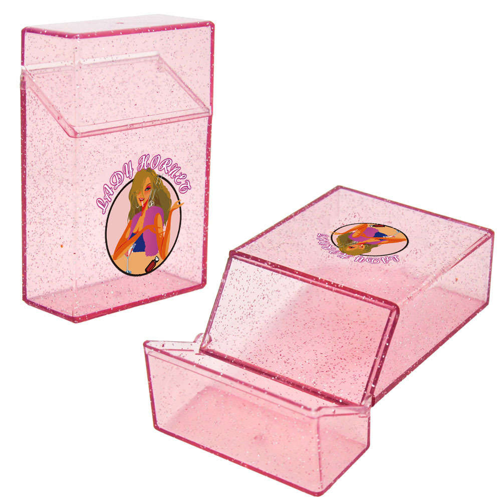 

Cigarette case lady hornet pink acrylic star point transparent plastic cigarette case