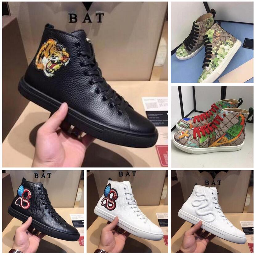 

Men Designer shoes high-top Printed genuine leather boots with angry cat tiger Casual Shoe for size 35-45, Color 9