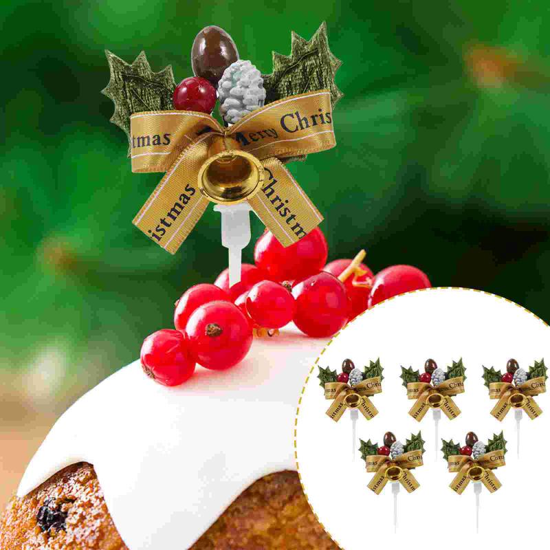 

Greeting Cards 10Pcs Christmas Party Festive Bell Berry Cake Decorations