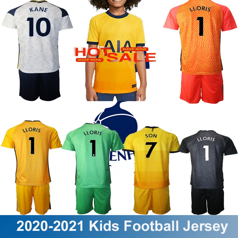 

Kids 2021 LLORIS Goalkeeper Football Jersey Fourth KANE SON BERGWIJN NDOMBELE Home Soccer Clothes Tottenham HSPUR Shirts Uniforms Children Kit Sets