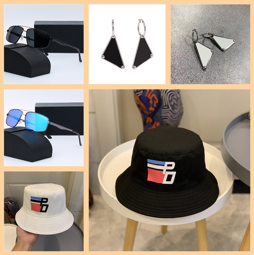 

Luxurys 2021 Designers Bucket Hat men's and women's earrings summer outdoor travel sunglasses sun hats hight quality fashion collocation cap 2 colors good nice, Box