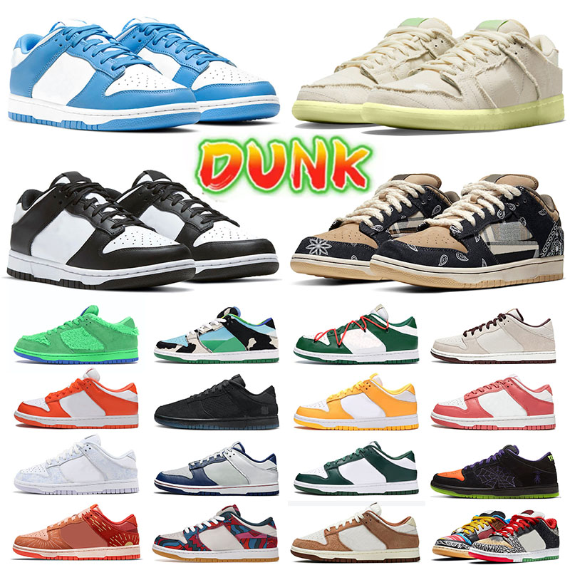 

SB Dunk Original Designer Shoes Dunks Low Mens Womens Travis Scott Off Mummy UNC Coast Trainers Black White Big Size US 11 Chunky Dunky Syracuse Dusty Olive Sneakers, D14 36-45 green bears