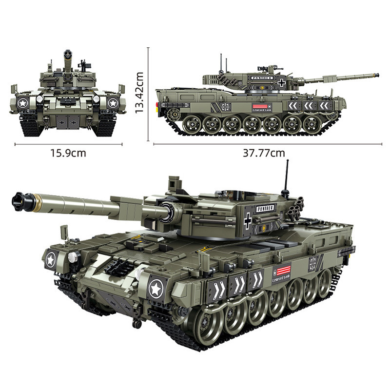 

Military Series Leopard 2 Main Battle Tank Building Blocks Technic Army Soldiers Heavy Tank Bricks Children Toys Gifts LJ200925