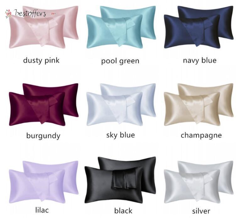 

FATAPAESE Solid A+ Silky Satin Skin Care Pillowcase Hair Anti Pillow Case Queen King Full Size Cover soft handfeeling BT01