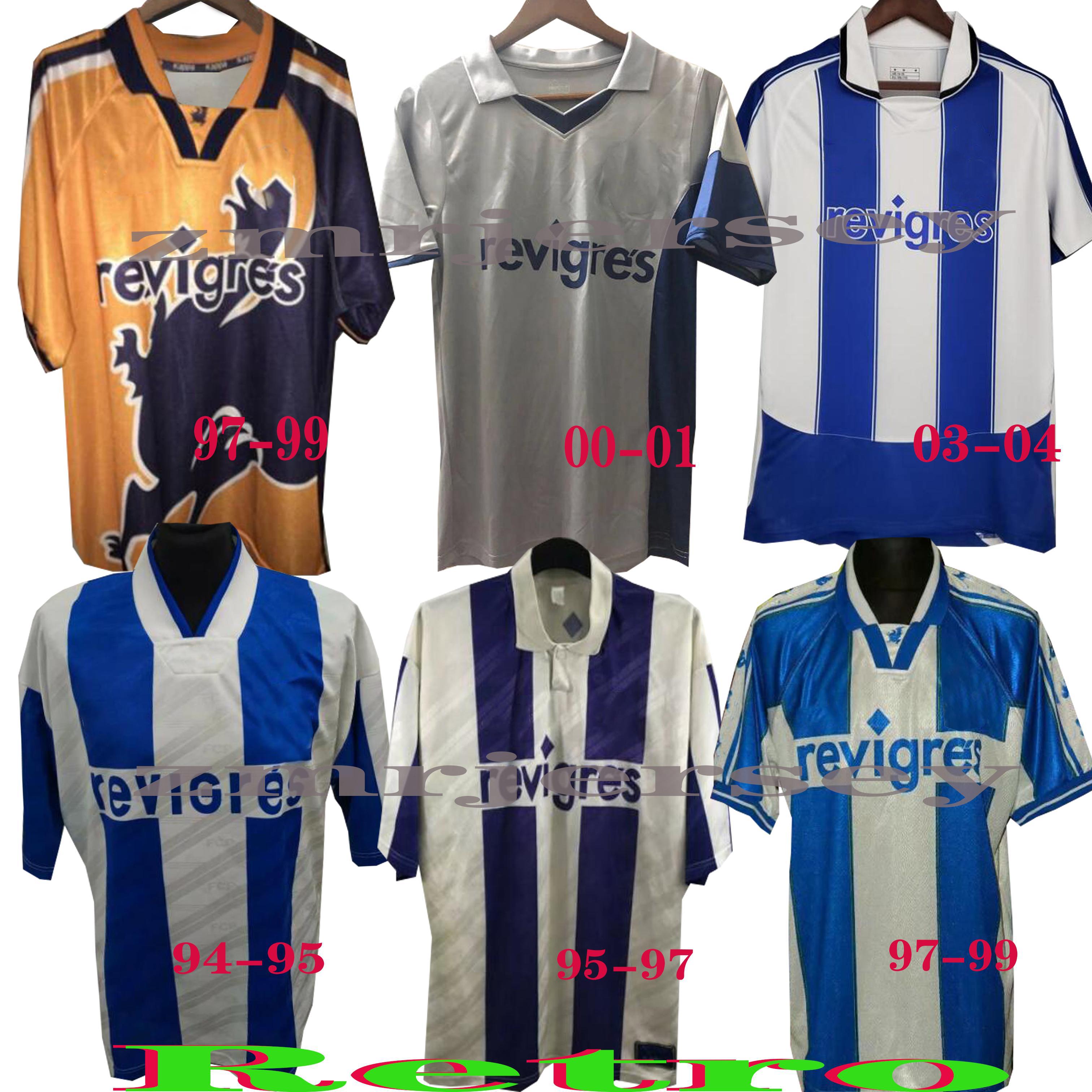 

03 04 Porto Retro Soccer Jersey 1994 95 97 99 2001 Cup Final home away Men DECO finals Vintage Football Shirt Kits Blue yellow classic Unifo, Black;yellow