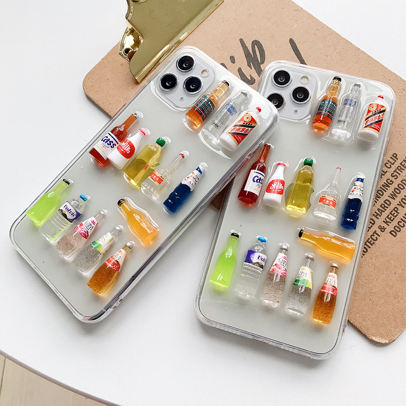 

Silicone transparent cases for iphone 13 promax soft back cover with bottles