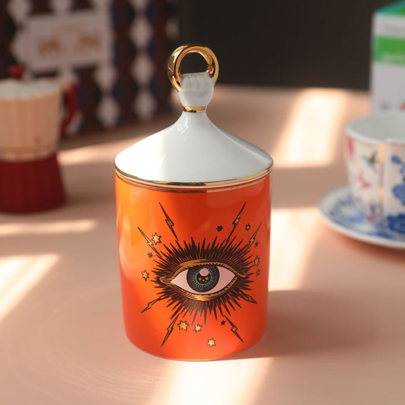 

ovey Design Big Eyes Jar Hands with ids Ceramic Decorative Cans Cande Hoder Storage Cans Home Decorative Box for Makeup