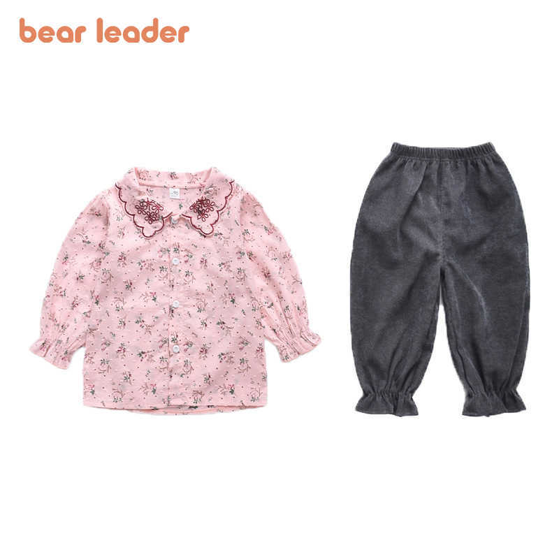 

Bear Leader Kids Girls Casual Sweet Clothing Sets Spring Autumn Embriodery Floral Shirts Pants Outfit 2Pcs Children Clothes 210708, Ah3820pink