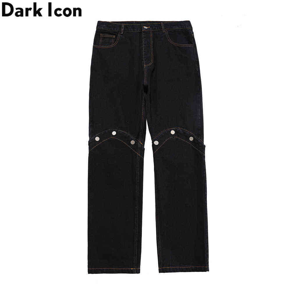 

Removable on Knee Black Jeans Men Durable Denim Pants 210603