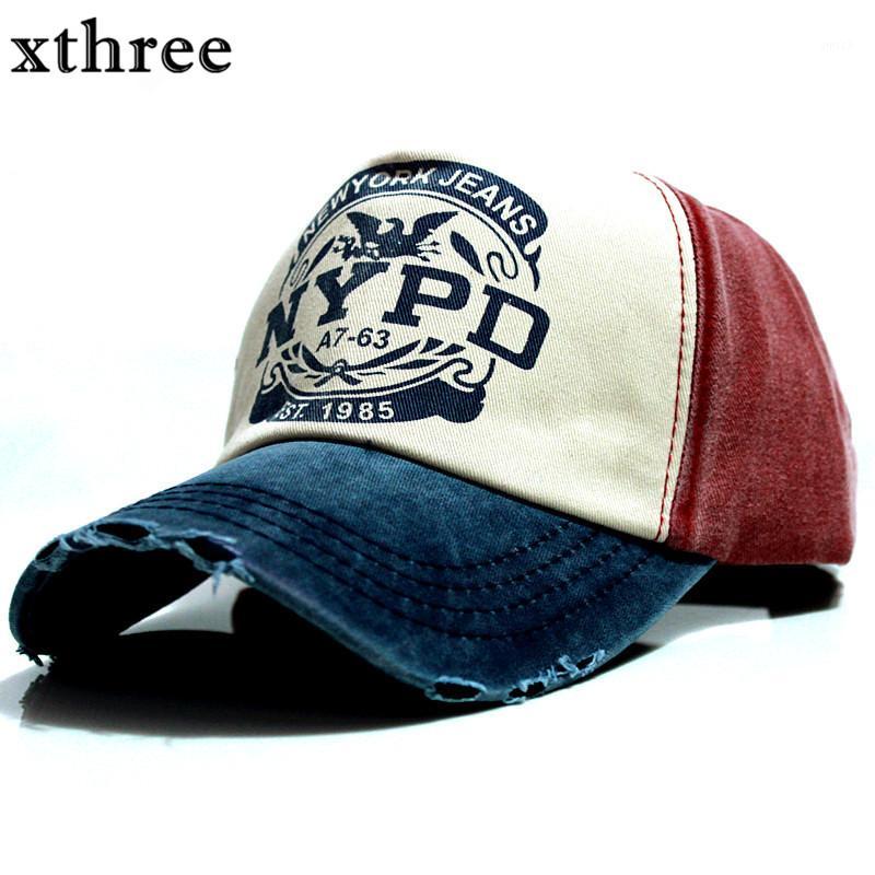

Ball Caps Xthree Wholsale Brand Cap Baseball Casual Gorras 5 Panel Hip Hop Snapback Hats Wash For Men Women Unisex, Coffer and dark blue
