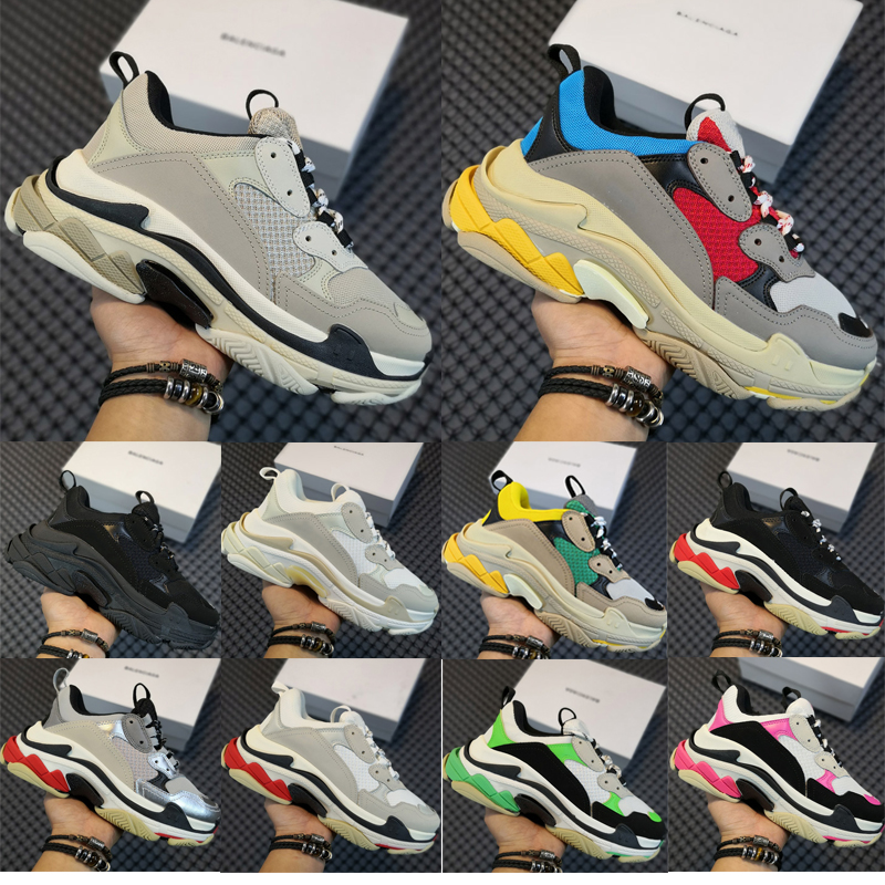 

Triple S Casual Shoes Men Women Designer Platform Sneakers Chaussures Luxury Paris 17FW Black Cream Yellow Red Green Mens Trainers Old Dad Shoe size 36-45, #14