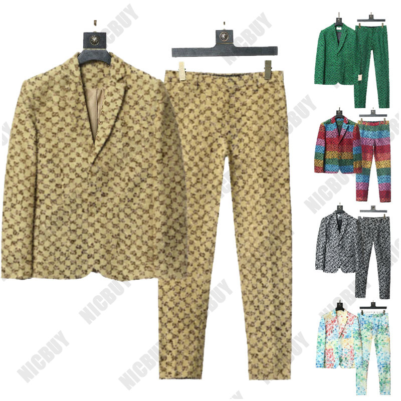 

2022 Western clothing designer mens Blazers mix style autumn luxury outwear coat slim fit casual grid geometry patchwork print Male fashion dress suit pants, 10