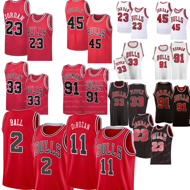 

Lonzo 2 Ball Demar 11 DeRozan Jersey Zach 8 LaVine Derrick 1 Rose 23 45 Scottie 33 Pippen Dennis 91 Rodman Basketball Jerseys, Retro mesh