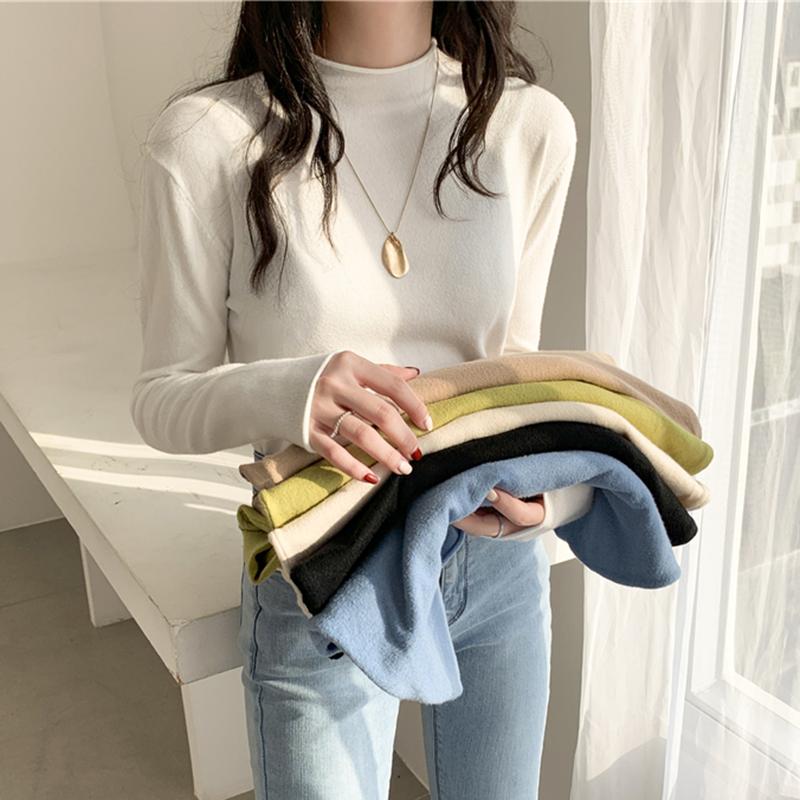 

Women's Sweaters 2022 Women Sweater Casual Solid Turtleneck Female Pullover Full Sleeve Soft Spring Autumn Winter Knitted Cotton Pull Femme, White;black