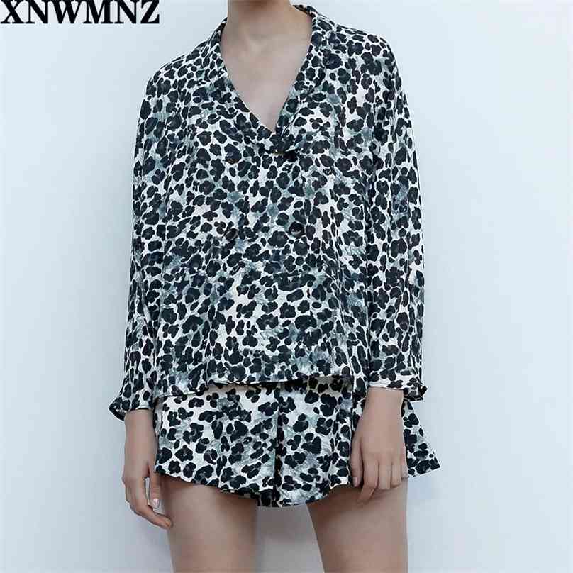 

women vintage animal pattern print casual kimono smock chic blouse lady double breasted blusas feminina shirt tops 210520, Multi