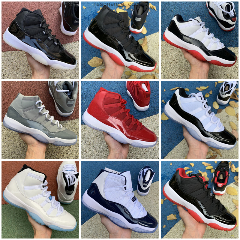 

25th Anniversary Concord bred 11 11s low Men Women Jumpman Basketball Shoes space jam cap and gown legend blue sports sneakers mens trainers, Black