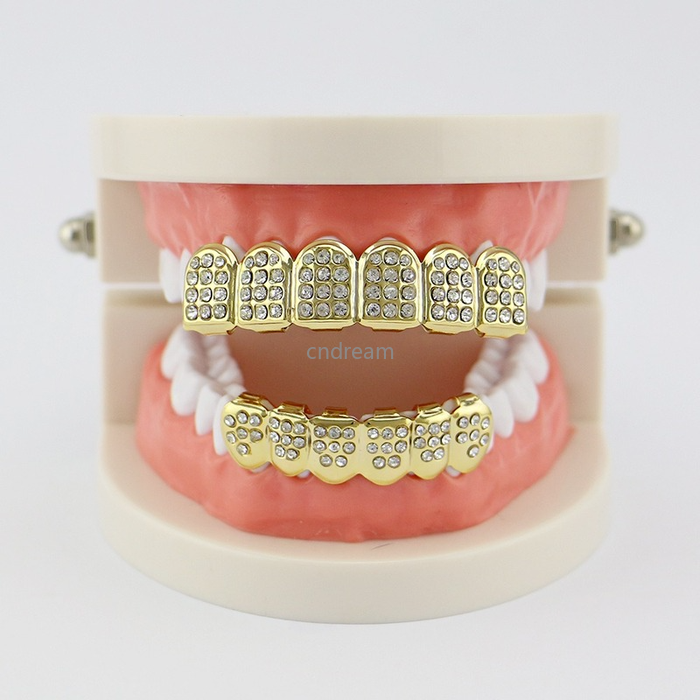 

Red blue Diamond Glaze Grillz Teeth 18K Gold Plated Dental Grills Hip Hop Bling Body Jewelry for Men Fashion Silver Gold Will and Sandy, Black