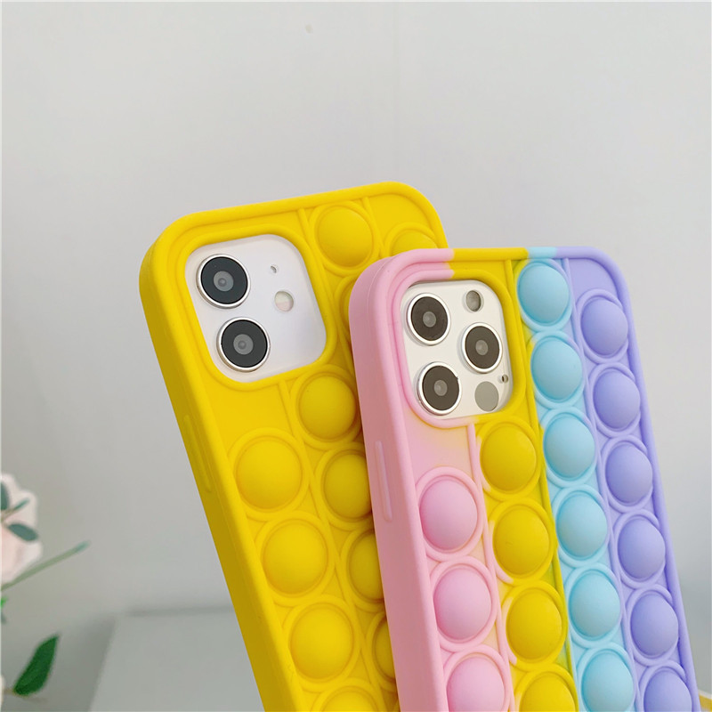 

2021 Arrival Pop Fidget Bubble Silicone CellPhone Cases For iPhone 7 8 Plus X XR 11 12 Pro Max Relive Stress