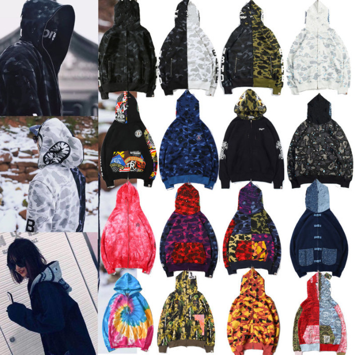 

European and American spring camouflage suit shark head dark splicing reflective star sky mens womens tiger coat sweater street fashion hip hop super fire dancer, 22