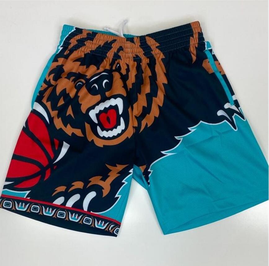 

shorts Retro American Hip-Hop Straight Lion head print Loose Beach Three-Point short pants Men, Blue