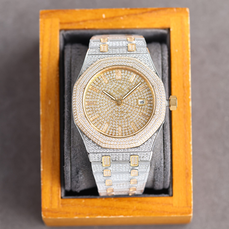 

Montre de luxe Diamond Mens Watch 40MM Automatic Mechanical Watches For Men WristWatch Boyfriend Gift Stainless Steel Diamonds Bezel Fashion WristWatches, Color1