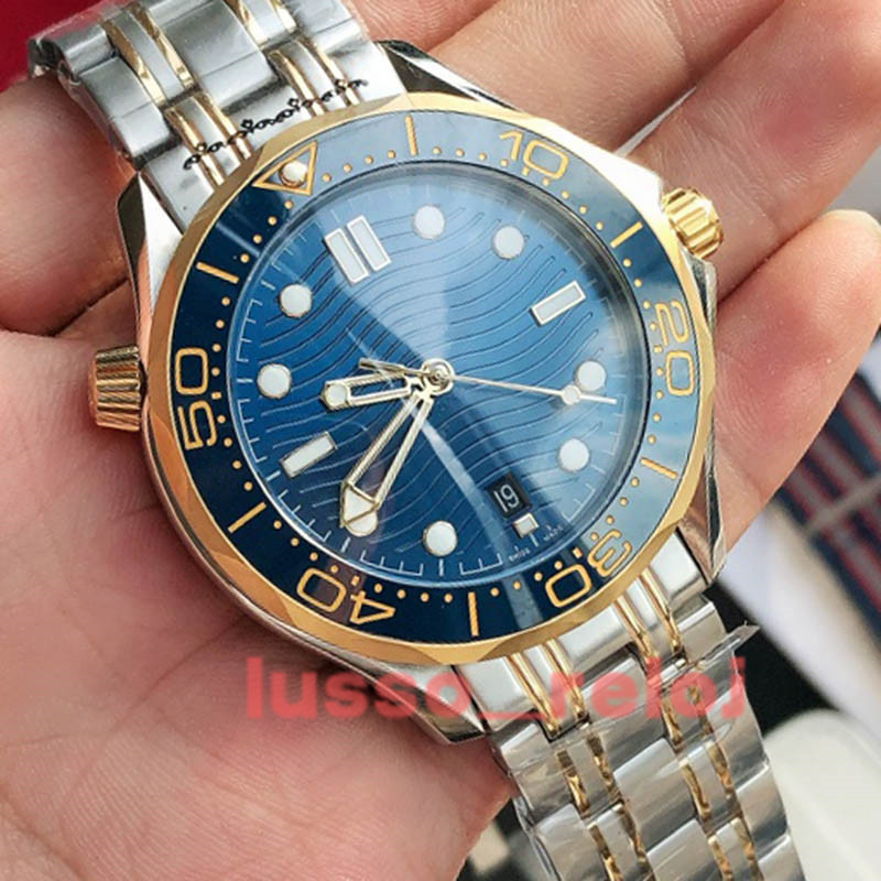 

Top Quality GD Rose Gold Men Mens Ceramic Bezel luxury watch Watches Origina Automatic Mechanical Movement James Bond 007 300M master montre de luxe Wristwatch, Make 50m waterproof