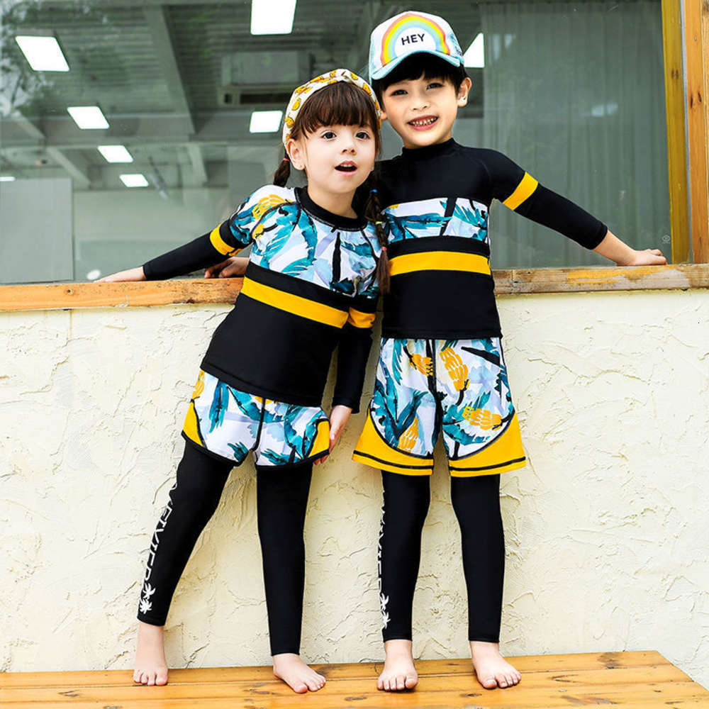 

Children's suit children's diving suit outdoor long sleeve one-piece for boys and girls sunscreen swimsuit 931 / 951, Black