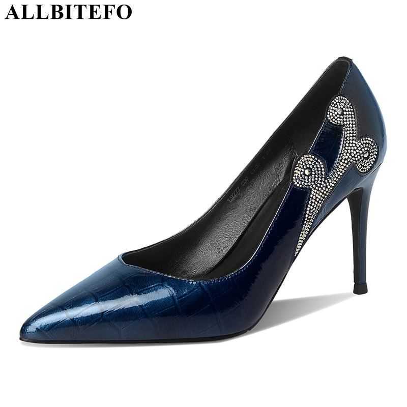 

ALLBITEFO sexy high heels genuine leather wedding women shoes women high heel shoes office ladies shoes women heels 210611, As picture
