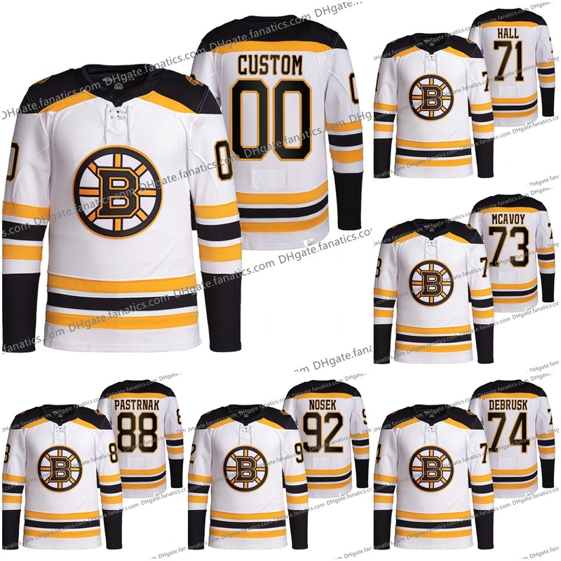 

2021 Custom Boston Bruins 88 David Pastrnak 37 Patrice Bergeron 63 Brad Marchand Krejci Tuukka Rask McAvoy DeBrusk Orr Hockey Jerseys Stitched Any Name Number, As photo
