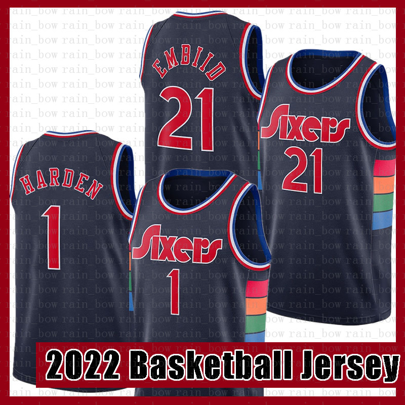 

2022 New Philadelphias 76er James 1 Harden Basketball Jersey Joel 21 Embiid Allen 3 Iverson Julius 6 Erving S-XXL Breathable
