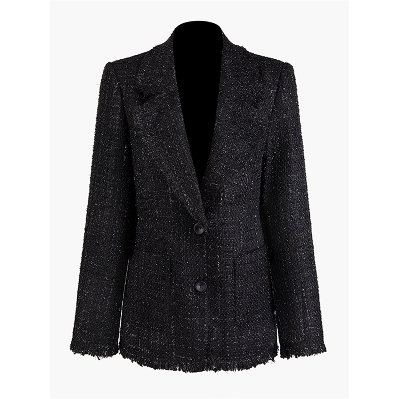 

TOP QUALITY est Winter Runway Designer Jacket Women's Tassel Fringed Tweed JACKET 210521, Beige