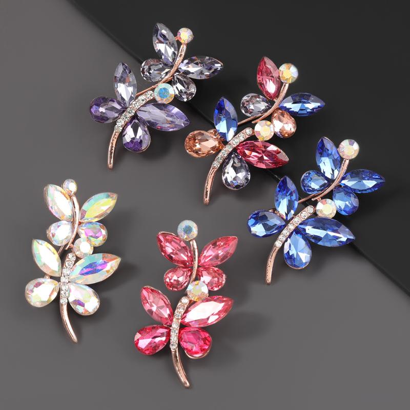 

Pins, Brooches Fashion Metal Rhinestone Leaf Flower Brooch Female Creative Corsage Jewelry Accessories