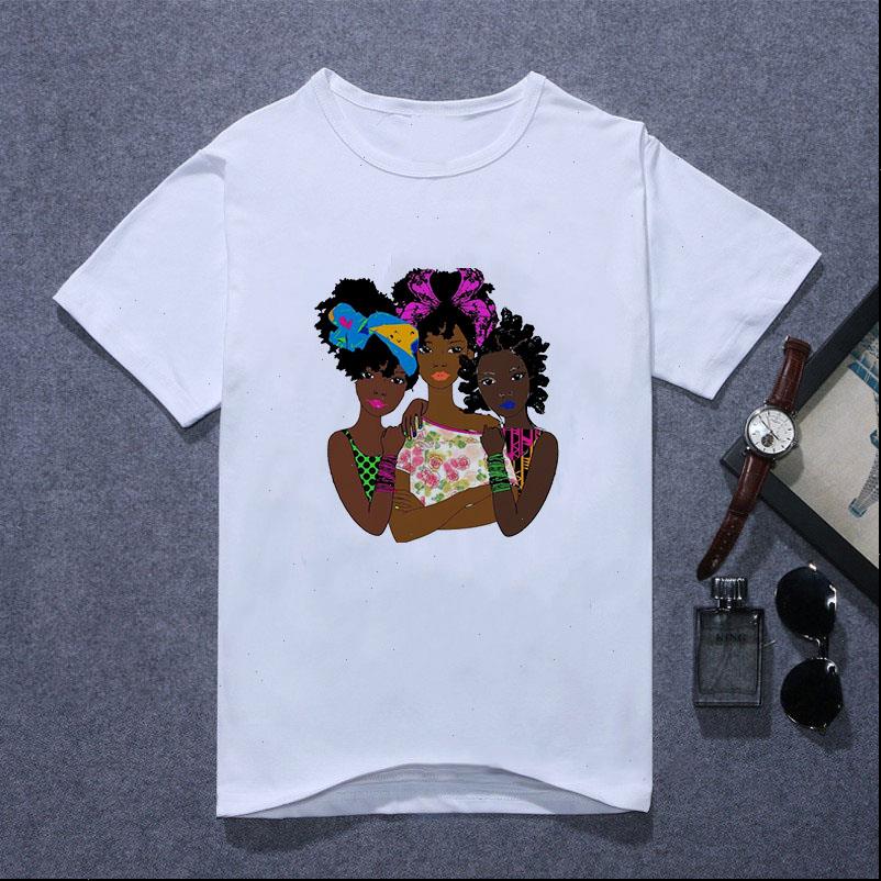 

womens t shirt harajuku melanin girl magic kawaii queen friends viper gothic female hip hop graphic tee, White
