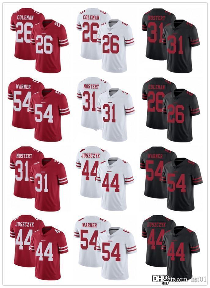 

Men Women Youth San Francisco49ersJersey 31 Raheem Mostert 54 Fred Warner 44 Kyle Juszczyk 26 Tevin Coleman Football Jerseys, Color