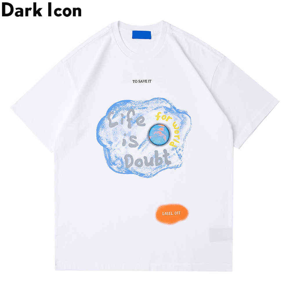 

Graffiti Childhood Tshirt Men Women Summer Printed Cotton Tee Shirts Man Streetwear Couple T-shirt 210603, White