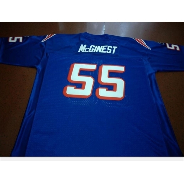 

09Custom Rare blue white #55 Willie McGinest Game Worn RETRO College Jersey 1990 With Team Size S-5XL or custom any name or number jersey