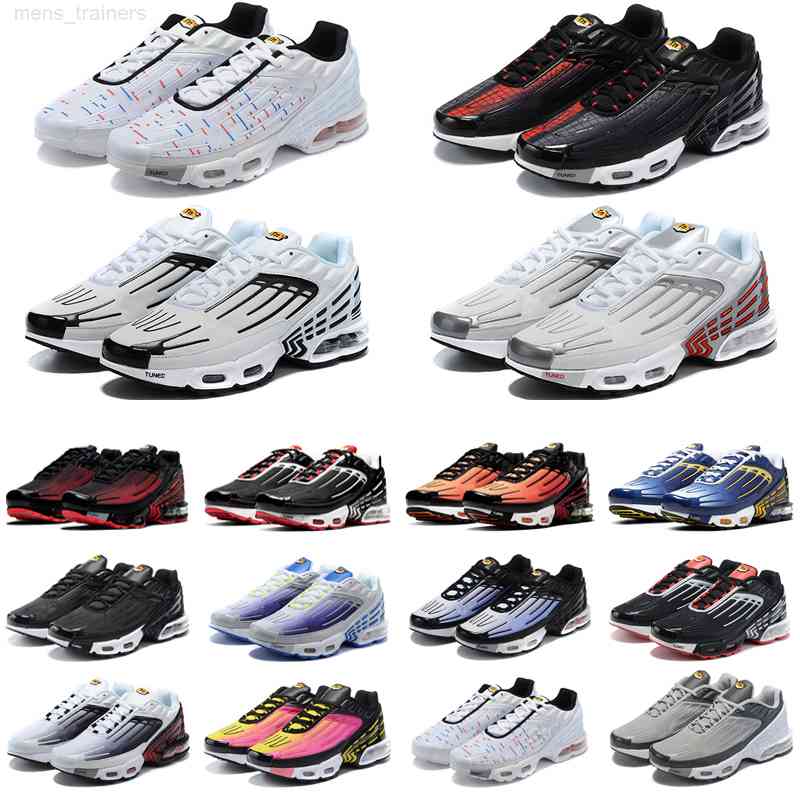 

tn plus 3 running shoes mens trainers chaussures Triple Black Deep Royal Red Spider Silver White Bred Smoke Grey outdoor sports, #5 black iridescent 40-45