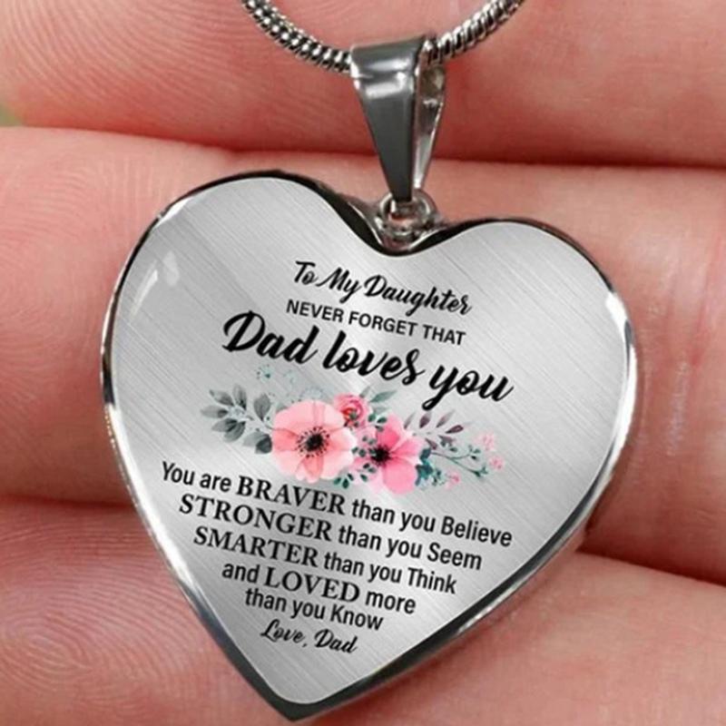 

Pendant Necklaces High Quality To My Daughter Love Dad Heart Necklace Inspirational Letter Choker Jewelry Gift Gold Silver Color