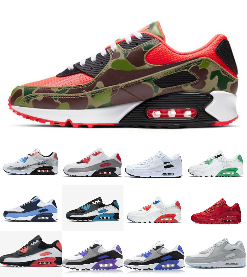 

USA 90 OG Mens Running shoes 90s Reverse Duck Camo Hyper Royal Grape University Red Laser Blue UNC Supernova Viotech Multi Women triple black White Gum Sports Sneakers, F049