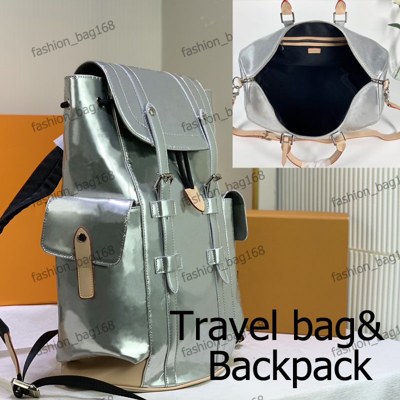 

2021 Fashion Designer Backpack Men Rainbow crossbody Laser Flash silver color High Quality Duffle Bags Colour Luggage Travel Bag, As pic