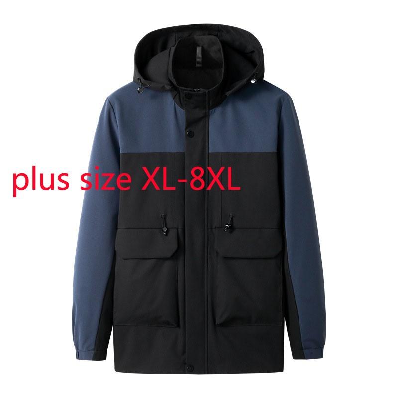 

Men's Trench Coats Arrival Super Large Spring And Autumn Men Fashion Casual Hooded Jacket Windbreaker Plus Size  2XL 3XL 4XL 5XL 6XL 7XL 8