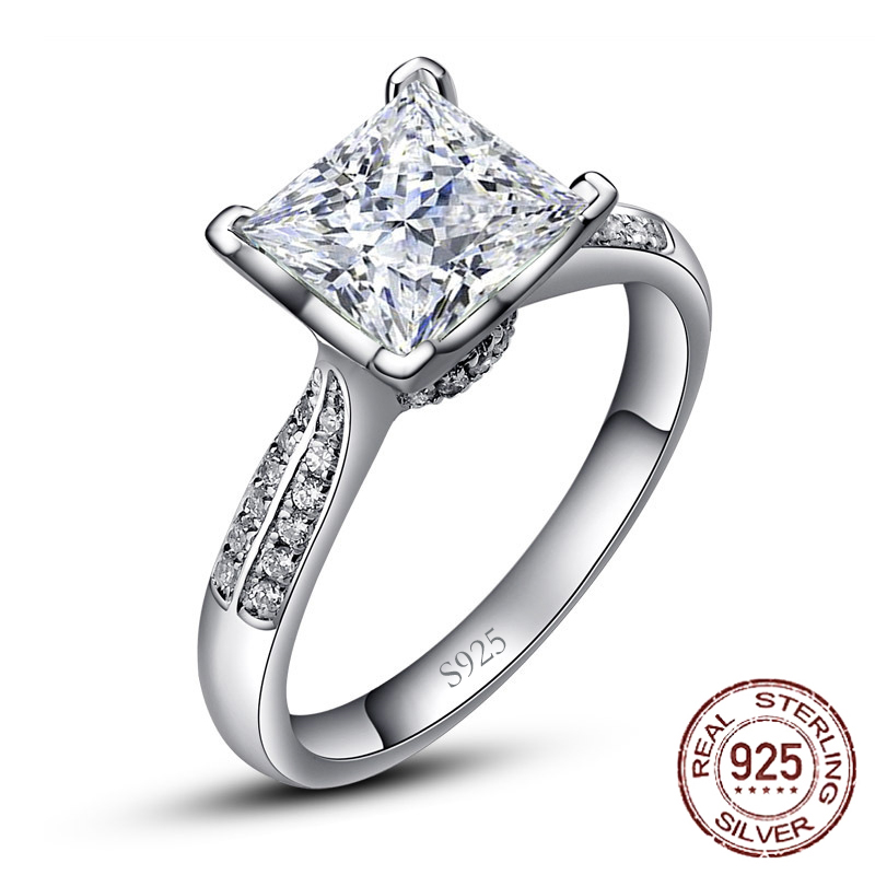 

Victoria Princess Cut 7mm 2 Carat Cubic Zirconia CZ Wedding Rings for Women 100% 925 Sterling Silver Jewelry J-038